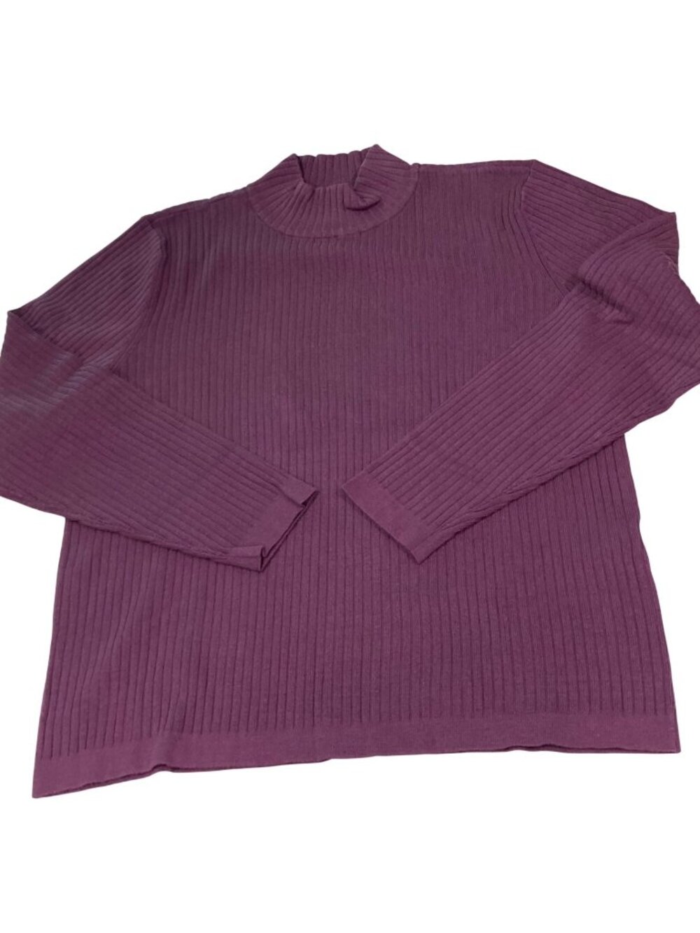 Appleseeds Mock Neck Knit Silk Top PL Wine Plum Vibrant Layer Minimalist Preppy